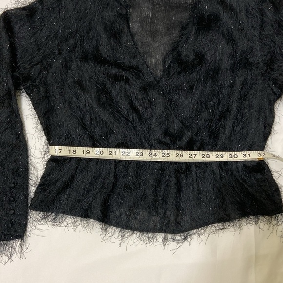 & OTHER STORIES BLACK PEPLUM HEM FEATHER BLOUSE. SIZE 10 - Picture 3 of 10